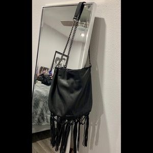 BCBG Black Fringe Shoulder Bag